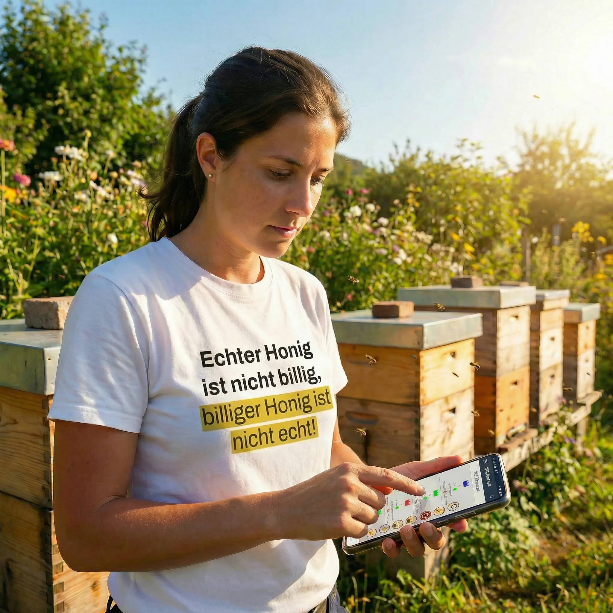 Imkerin nutzt BeeInTouch am Bienenstand