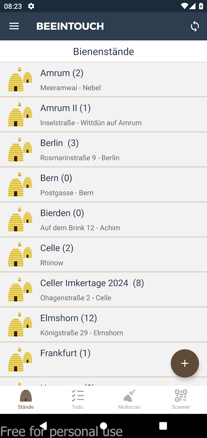 BeeInTouch App Übersicht auf Android